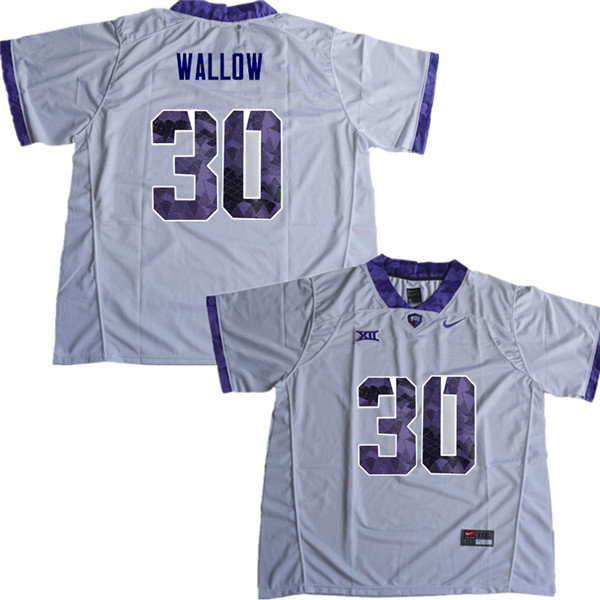 Men #30 Garret Wallow TCU Horned Frogs College Football Jerseys Sale-White - Click Image to Close